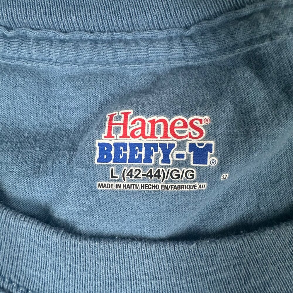 The Salty Dog Cafe Large Hanes Beefy-T Light Blue Crew Neck Short Sleeve T-shirt - Picture 4 of 8